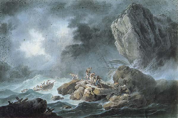 Jean Pillement Seascape with a Shipwreck